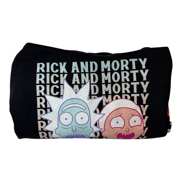 Rick & Morty Hoodie Adult Swim Pullover Double Graphic Faces/Sleeve Rare Size S - Picture 10 of 10